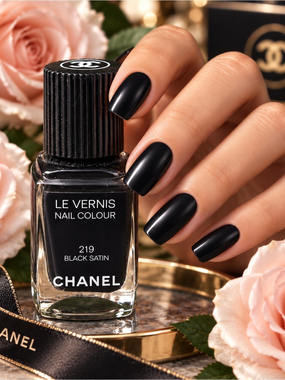 CHANEL Le Vernis Nail Colour 219 Black Satin